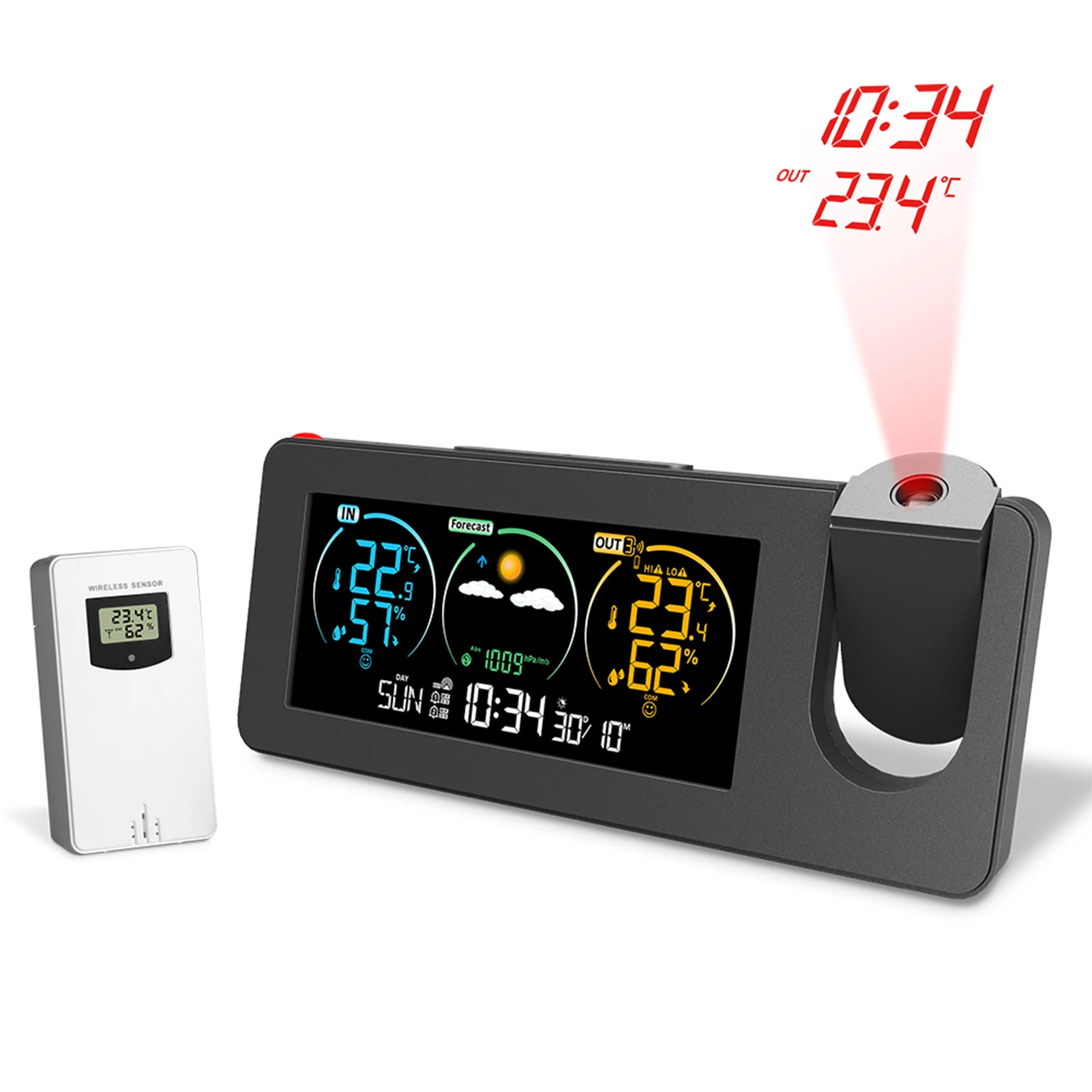 ZX3538 New Electronic Projection Clock Weather Station Weather Forecast Temperature and Humidity Digital Alarm Clock