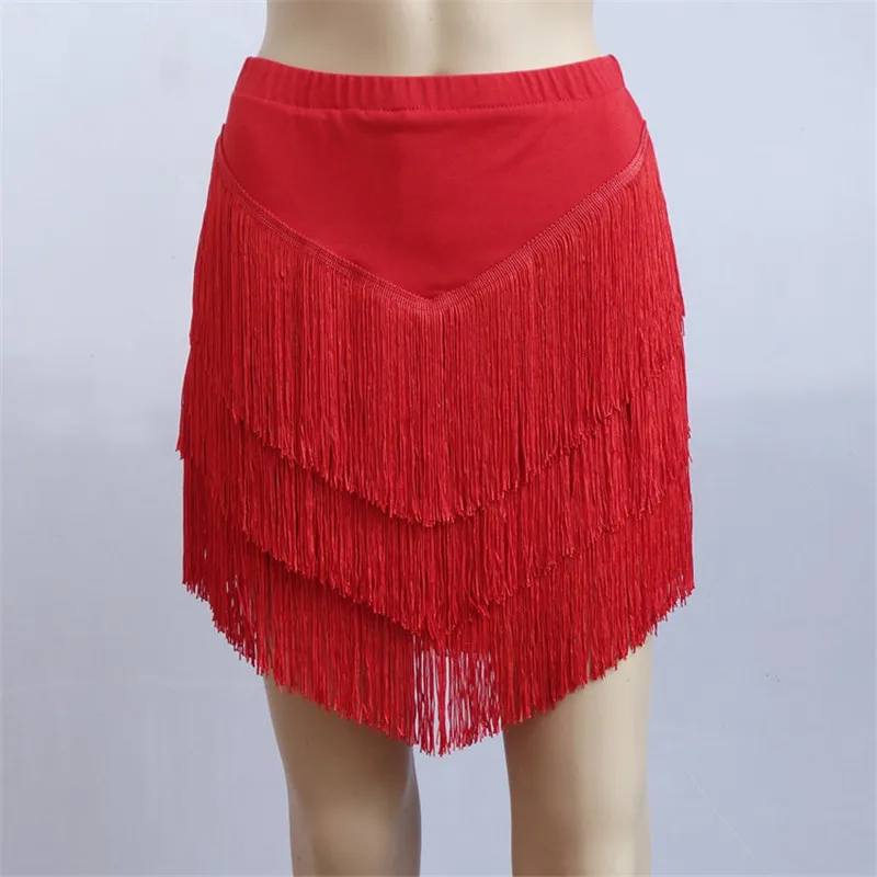 Adult Women Sexy Tassel Latin Dance Short Skirt Lady Irregular Triangle 3 Layer Fringe Skirt Rumba Samba Dancing Clothing XXXXXL