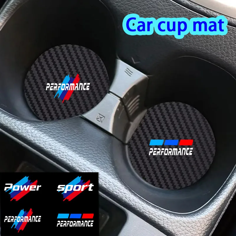 Carbon solder pattern car coaster，car cup slot protection pad,car accessories,for BMW M Performance power sport
