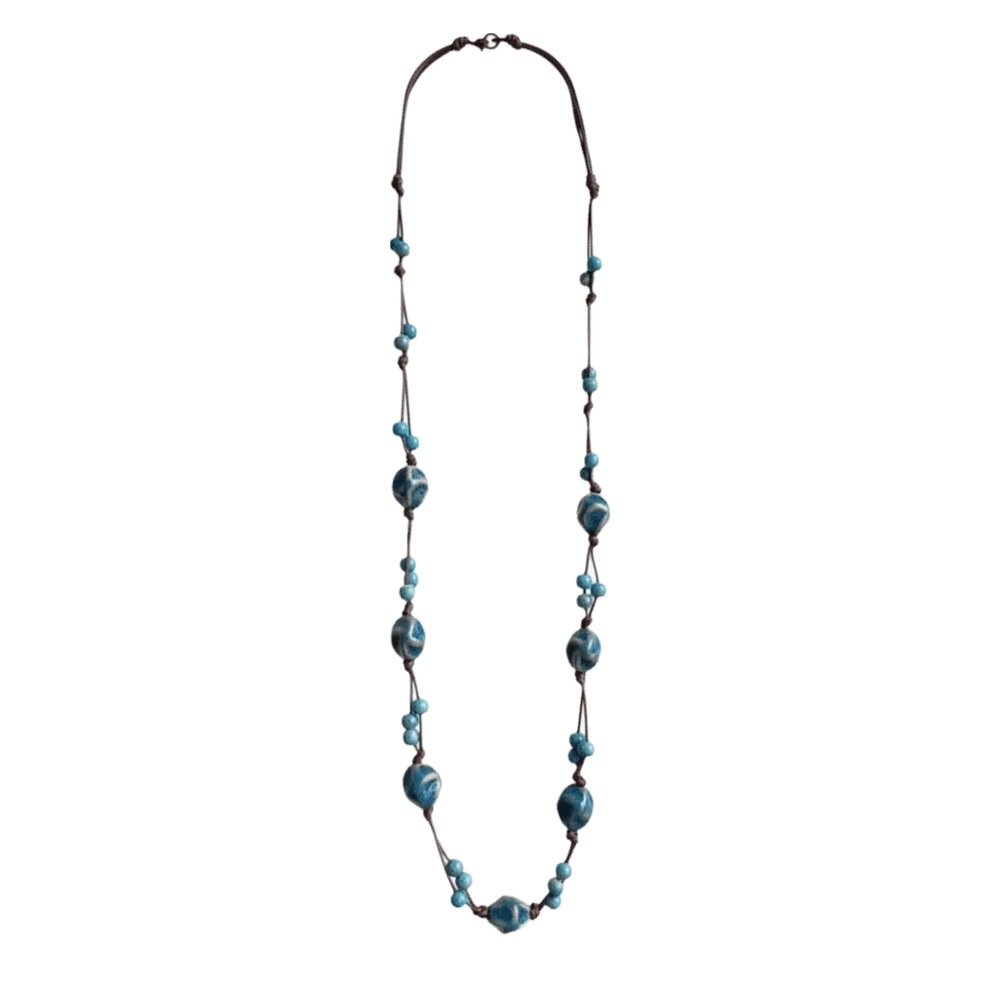 Retro Bohemia Long Necklace Vintage Ethnic Style Ceramic Chain Simple Choker Beaded Necklaces Layering