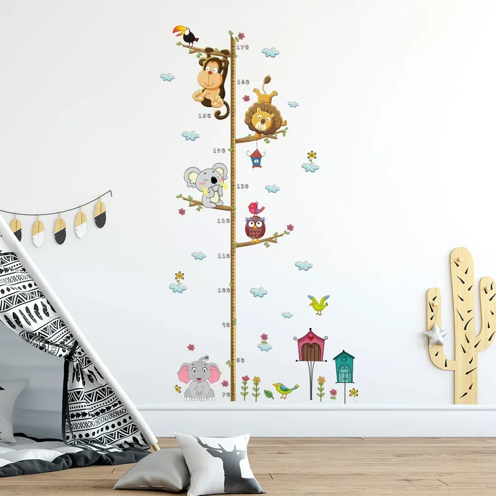 

Kids Room Cartoon Animal Growth Chart Wall Sticker Children Elephant Height Measure Mural PVC Decals DIY 60-160cm Height Mural