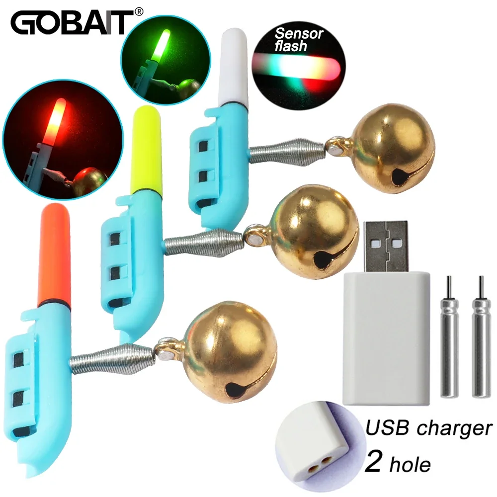 GOBAIT Big Fishing Light Stick Bell Clip Rod Luminous LED CR425 3.6V Battery USB Charge Night Bright Fish Bite Alarm Flash Lamp
