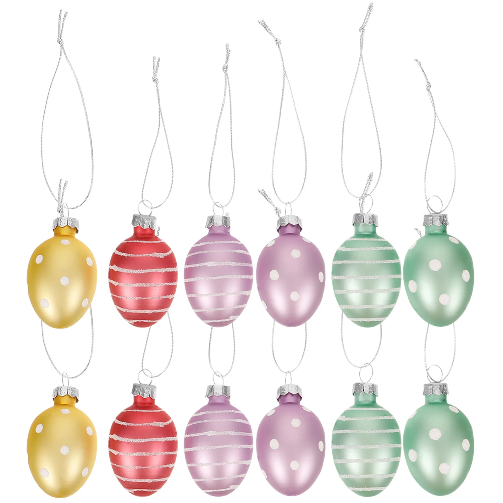 

12 Pcs Glass Egg Pendant Easter Unique Decor Party Favor Themed Decorate Hanging Ornament Decorations