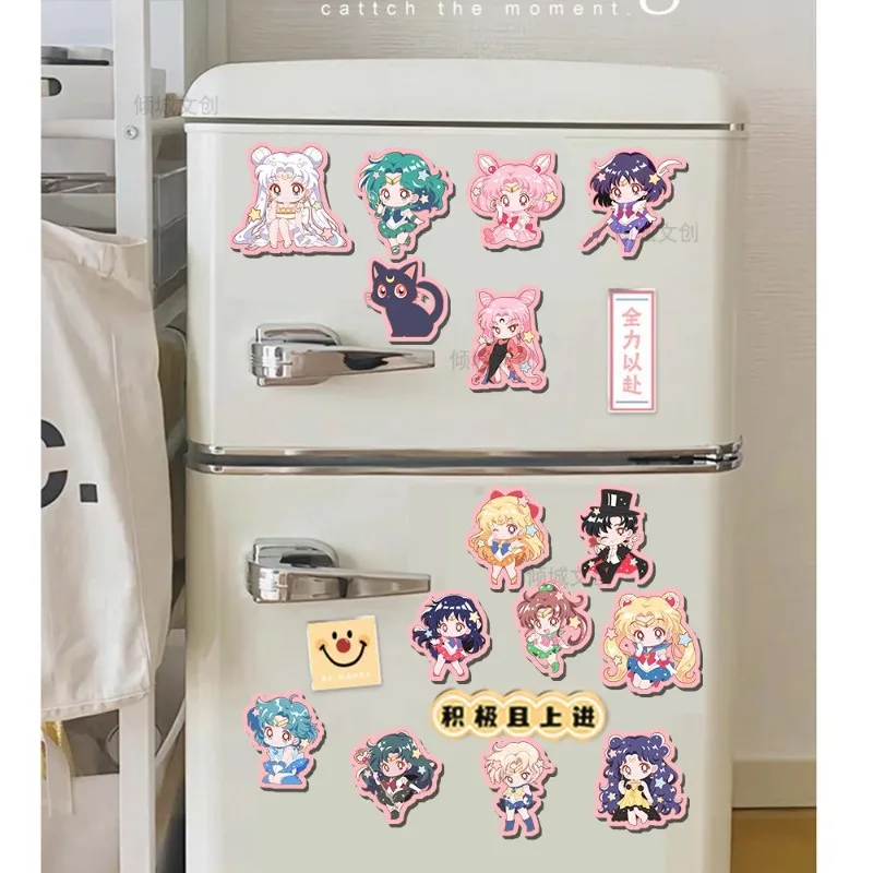 Sailor Moon Tsukino Usagi Chiba Mamoru anime-themed cute magnetic stickers home fridge and cabinet DIY decoration Exquisite gift