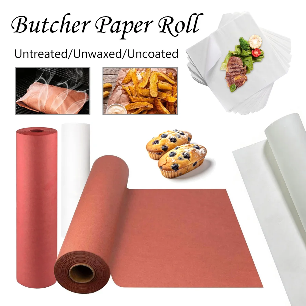10m Unwaxed Peach Butcher Paper Roll 30cmx10m Barbecue Heavy Duty Smoking Meat Brisket Wrap Oil Resistant Tear Proof Cooking
