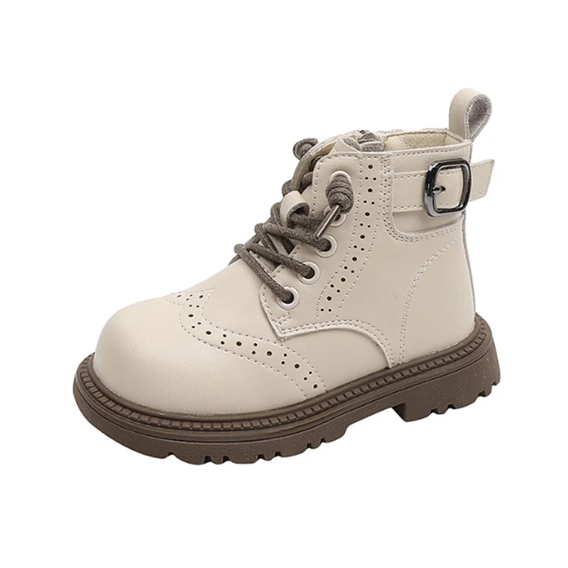 

2025 New Autumn Children Boots Leather Kids Ankle Boots Zip Side Rubber Sole Fashion Toddler Boys Girls Boots EU 22-30