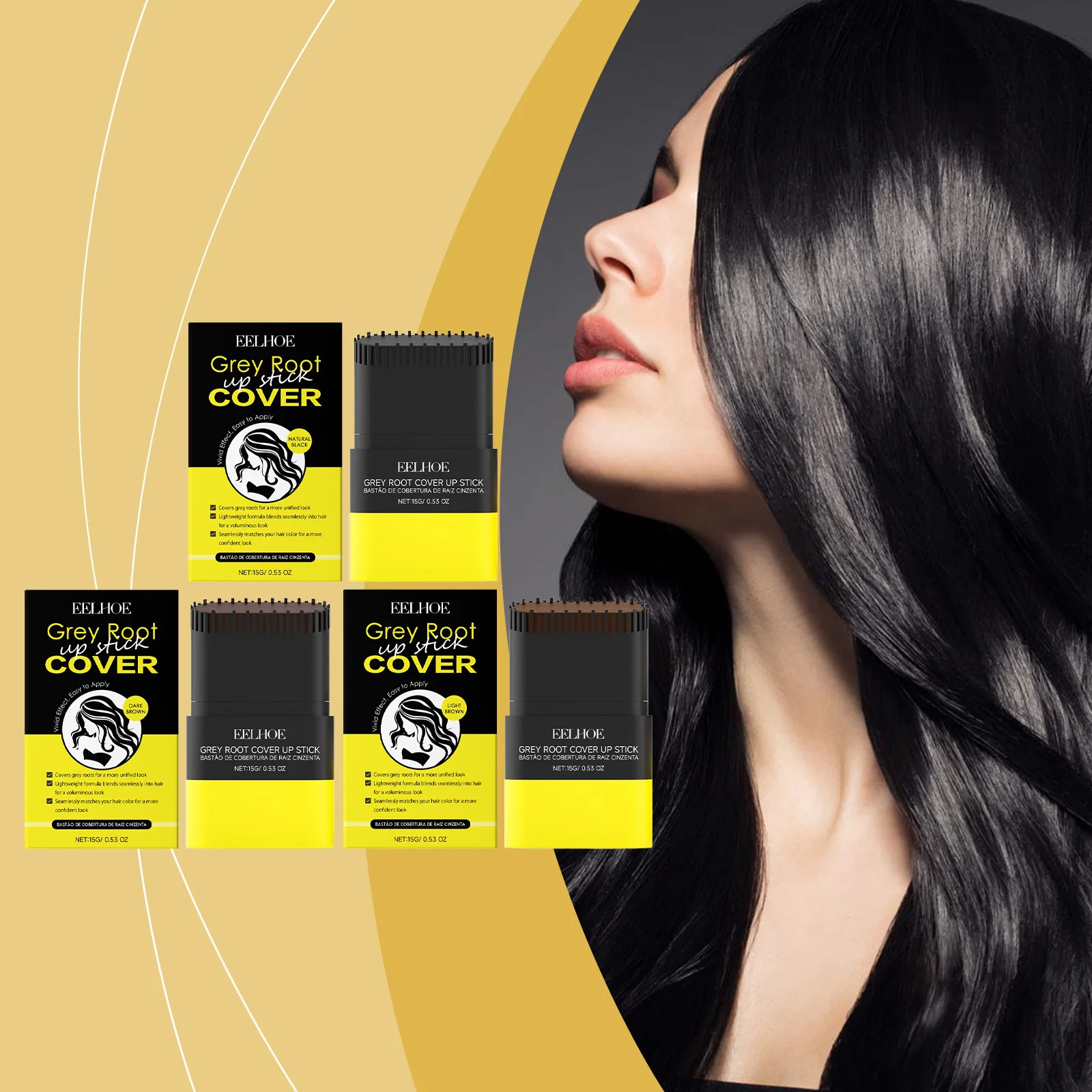 Eelhoe Haarverf Stick Serie met Borstel Styling Pommade Sterk Molding Tijdelijke Gemakkelijk Spoelen Permanente Zwarte Haarkleuring Crème