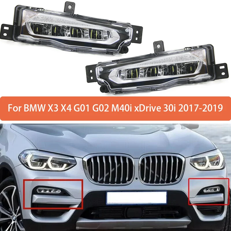 Pair Front Fog Light Driving Lamp For 2017 2018 2019 BMW X3 X4 G01 G02 M40i xDrive30i 63177412527 63177412528 Fog Lamp Assembly