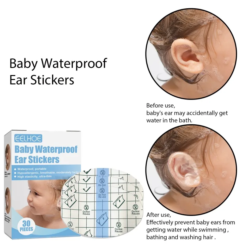 Autocollants d'oreille imperméables en plastique pour bébés, enfants et adultes, bonnets de natation, autocollants d'oreille de poulet, pâte de couverture d'oreille, 30 pièces