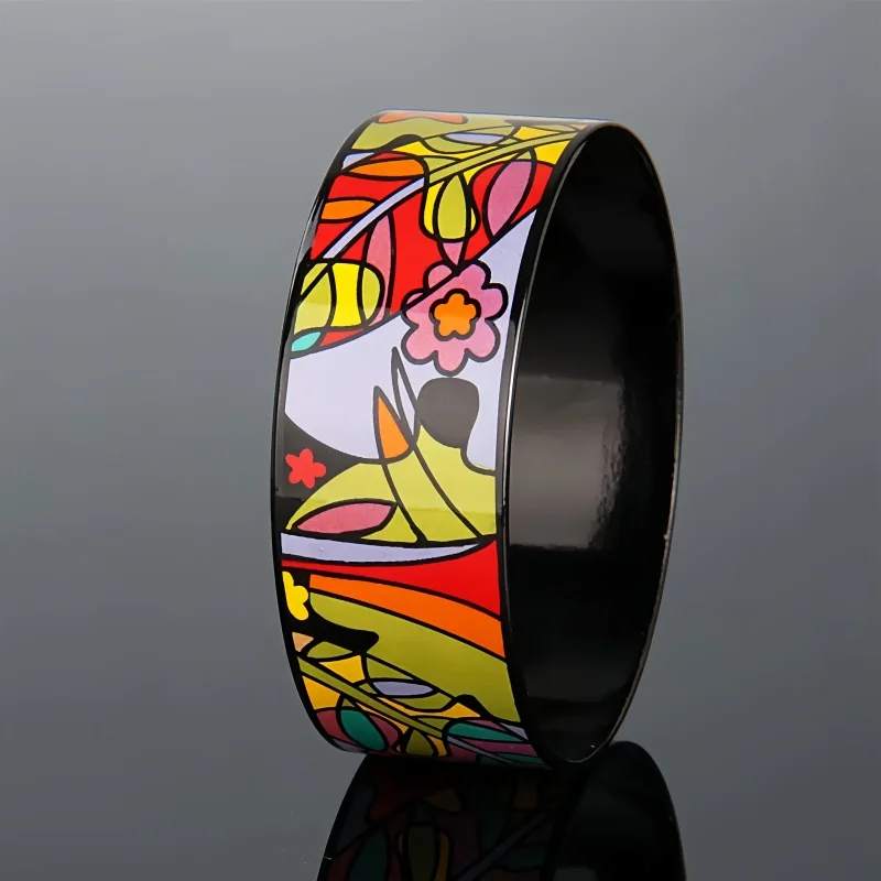 New Cloisonne Charms Bangle for Women Enamel Garden Flowers Pattern Bracelets Fine Choice Jewelry Lover's Gift Wholesale