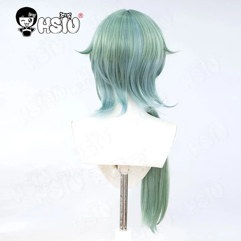 CyAnaxa شعر مستعار تأثيري الألياف شعر مستعار اصطناعي 「HSIU」 الفيروز مزيج الأزرق والأخضر شعر مستعار طويل + غطاء شعر مستعار لعبة هونكاي ستار السكك الحديدية Anaxagoras تأثيري