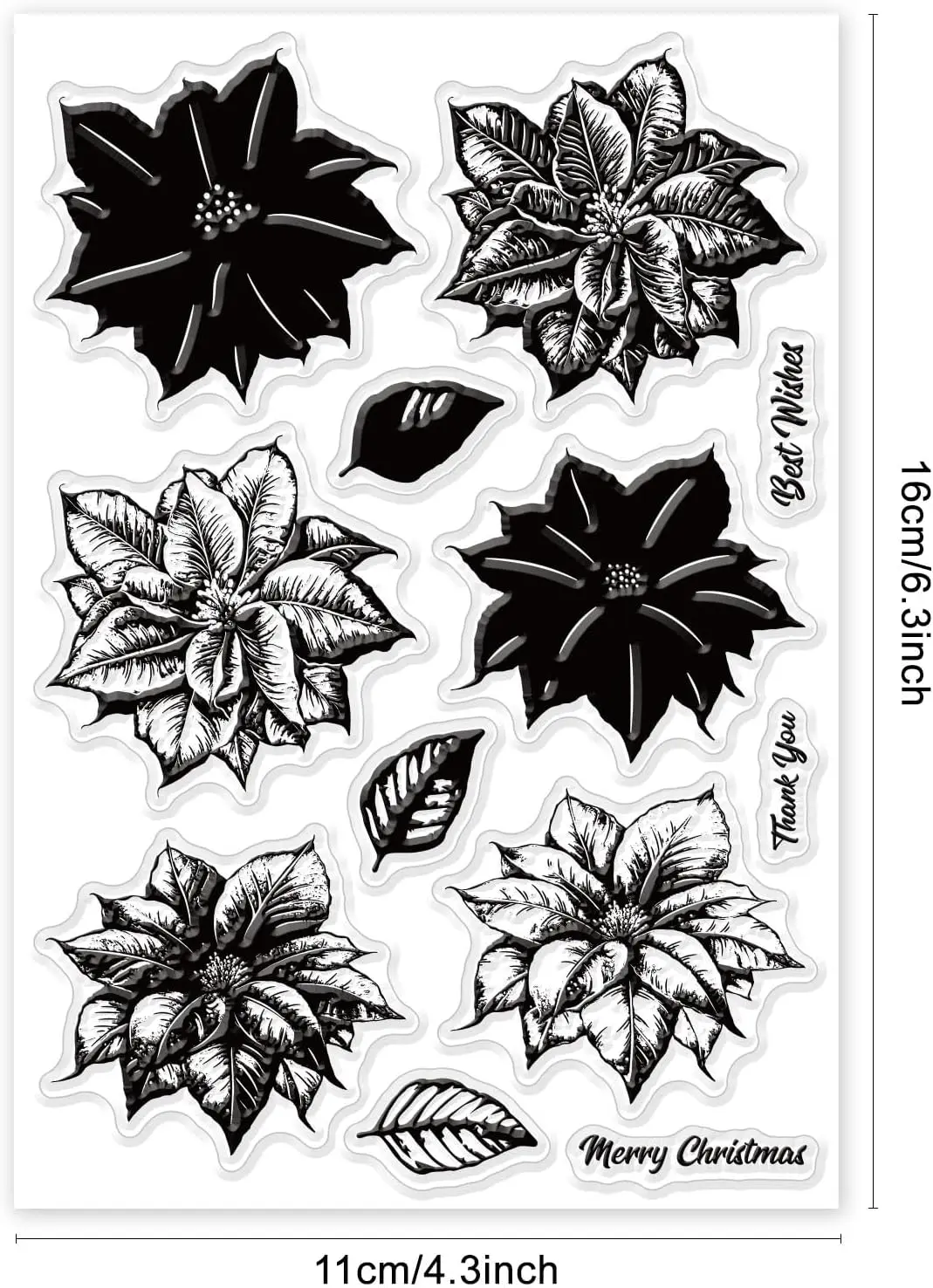 Christmas Layered Poinsettia Clear Stamp Winter Plants Flower Leaf Decoration Silicone Clear Stamp Seals for DIY Scrapbooking