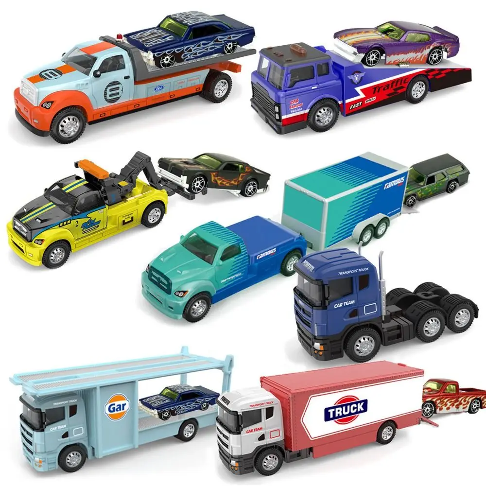สเกล 1:64 โลหะผสมTrailerรุ่นMovable Joint Transportรถกู้ภัยวิศวกรรมยานพาหนะDiecastโลหะเลื่อน