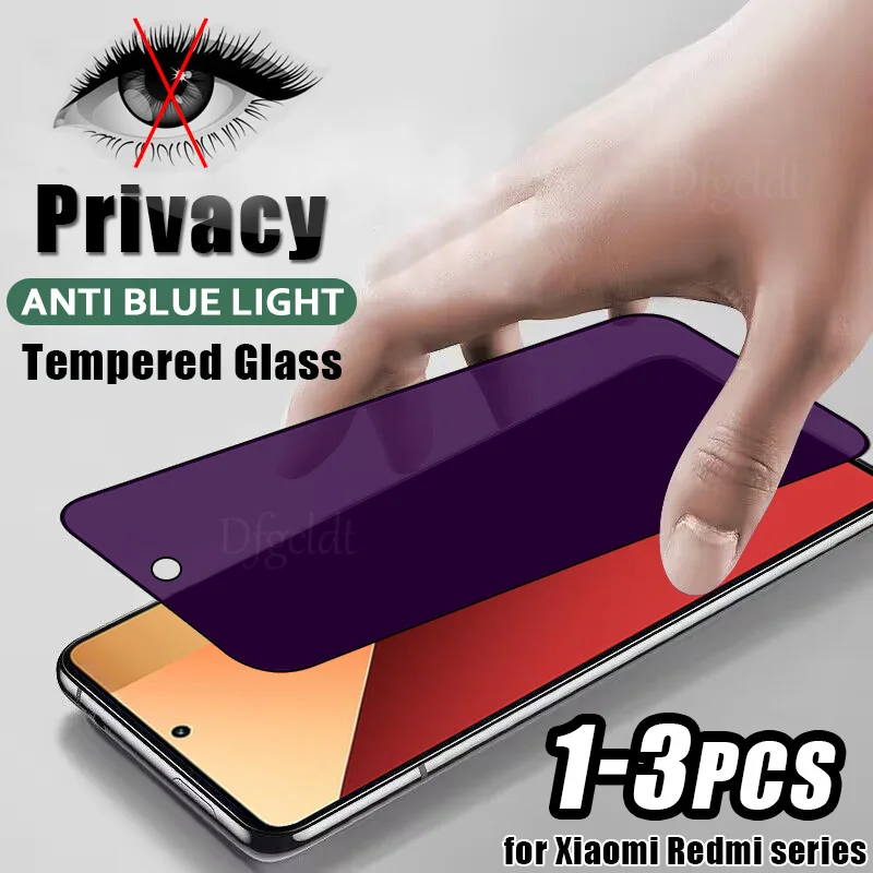 

Privacy Anti-spy Anti Blue Light Tempered Glass For Xiaomi Redmi Note 13 12 11T 11R 11E 11 10 9 Pro 12S 11S 10S Screen Protector