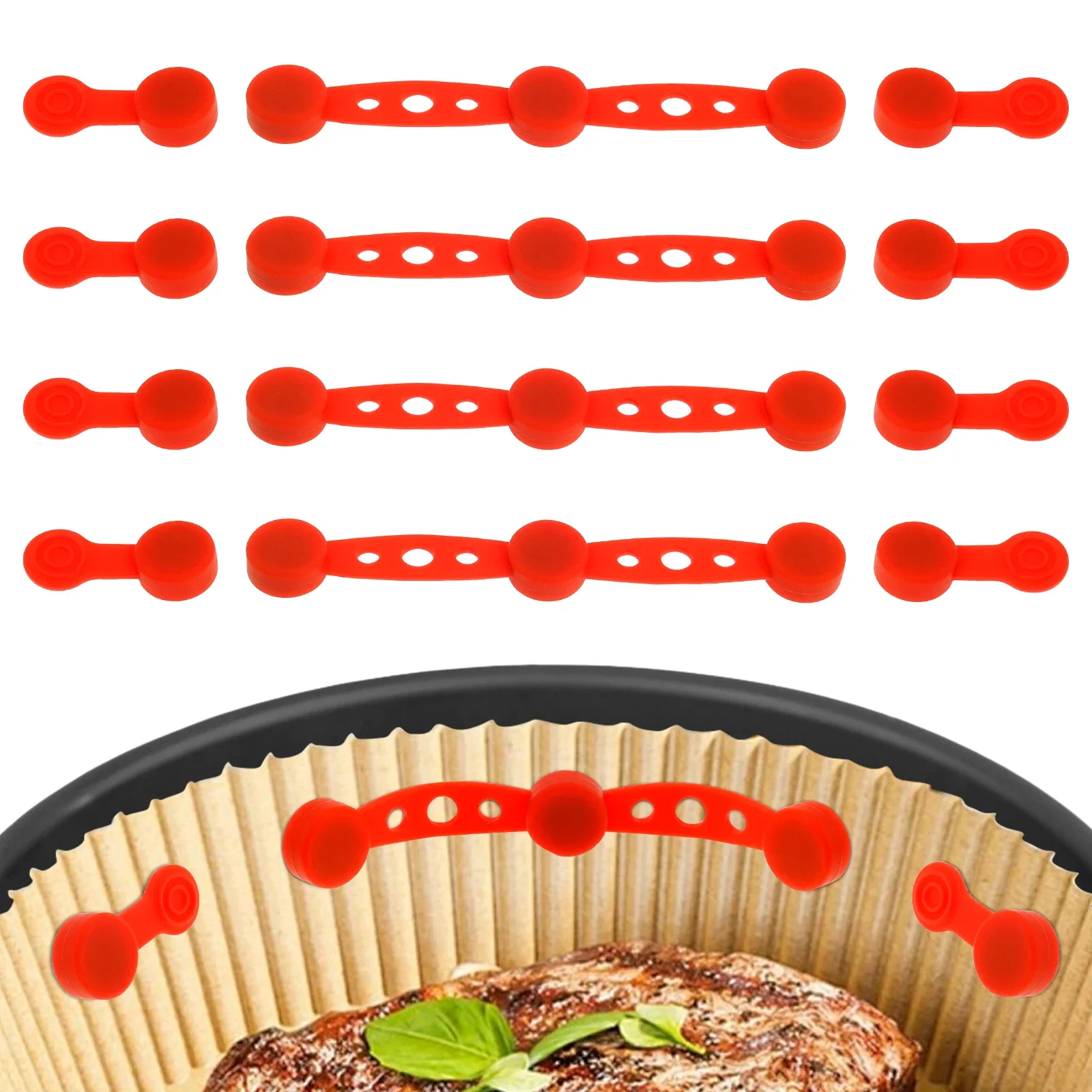 

Магнит для фритюрницы Силиконовая пряжка длиной 4 шт. и 8 шт. Короткие пряжки для удержания вкладышей из пергаментной бумаги для фритюрницы Красный