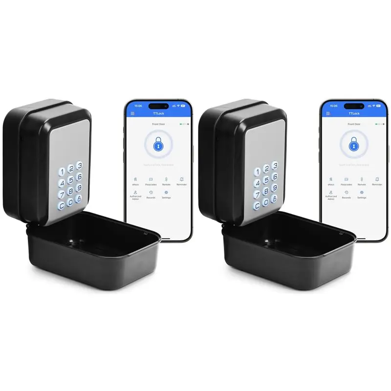 【MUST-HAVE】2X Smart Key Lock Box Electronic Bluetooth Lock Box With APP Control And PIN Code Type