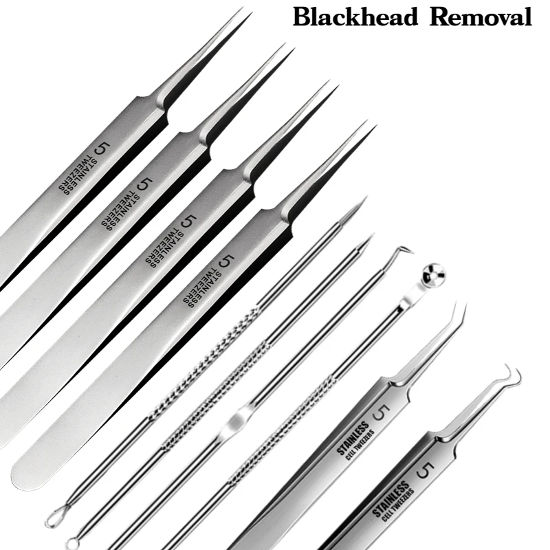 5/3pcs Ultra-fine No. 5 Cell Pimples Blackhead Clip Tweezers Beauty Salon Special Scraping & Closing Artifact Acne Needle Tools