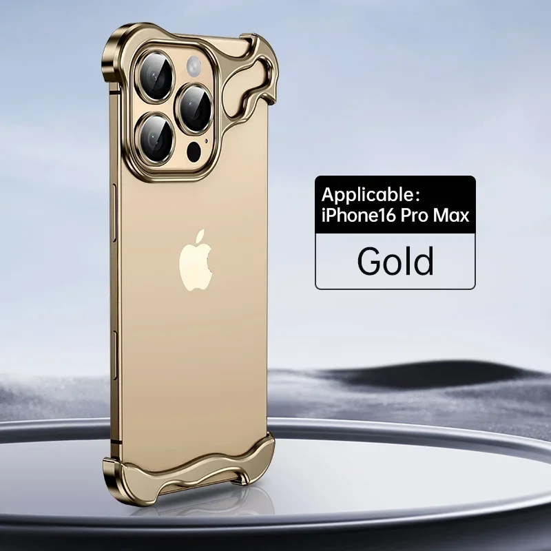 NONE Unregelmäßige Metall Stoßstange Telefon Fall Für IPhone 17 16 15 14 13 12 Pro Max Plus Objektiv Film Schutz Nackte Aluminium stoßfest Abdeckung 5