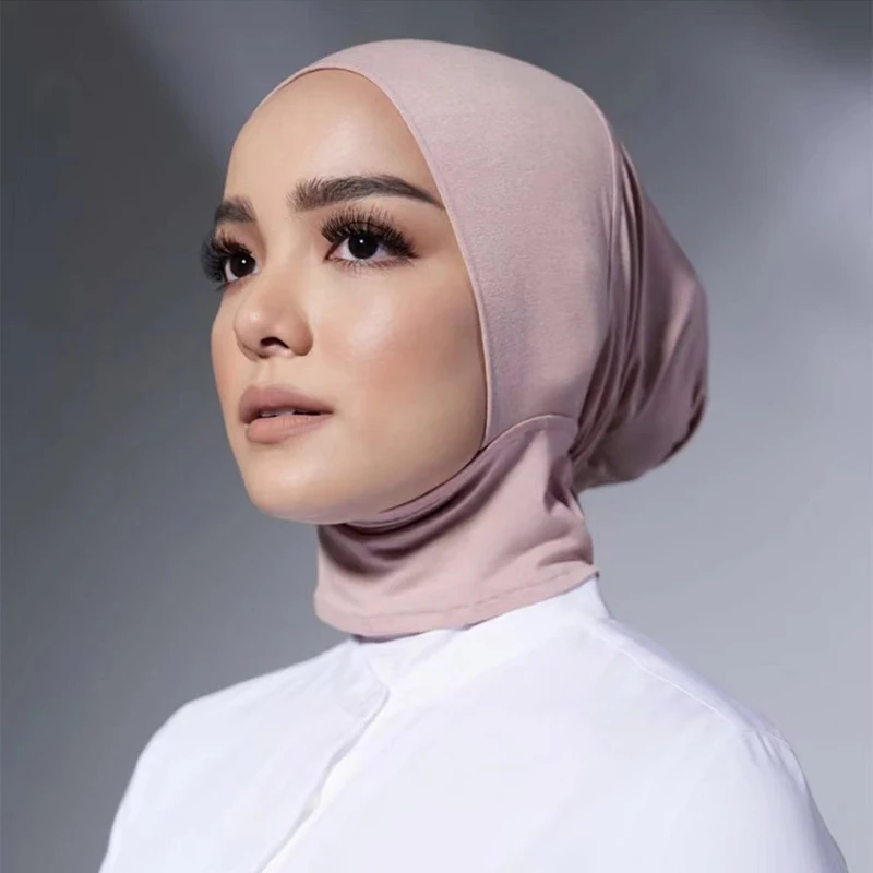 Newest Modal Jersey Inner Caps Hijab Plain Mercerized Cotton Elastic Underscarf Muslim Turban Bonnet Islamic Scarf