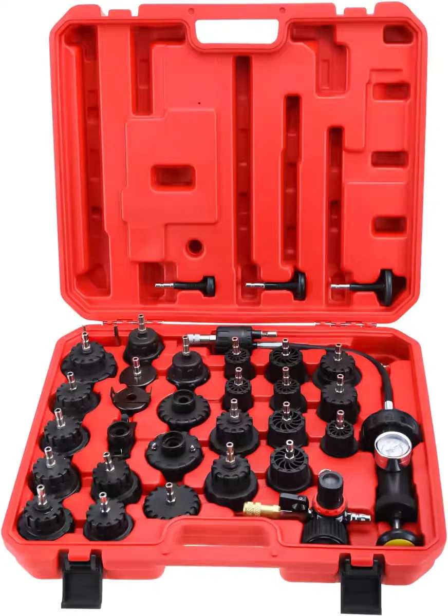 

New upgraded 33 pcs vacuum water tank leak detection tool for cars, motorcycles, trucks, universal water tank pressure test
