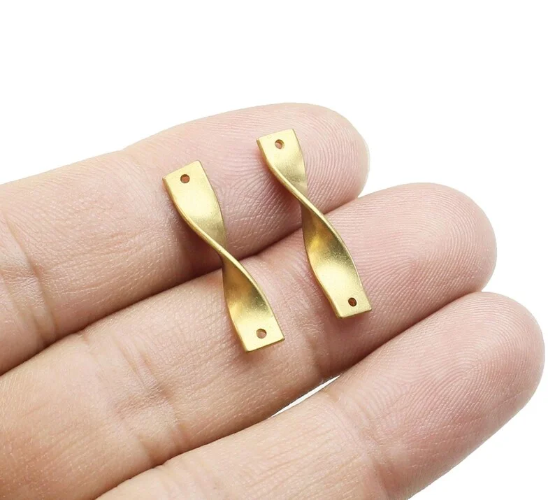 20 قطعة سحر مستطيل ملتوي، موصل سلسلة ربط، نتائج القرط، صناعة المجوهرات بنفسك، 23.8 × 5 × 1 مم - R2855 #1