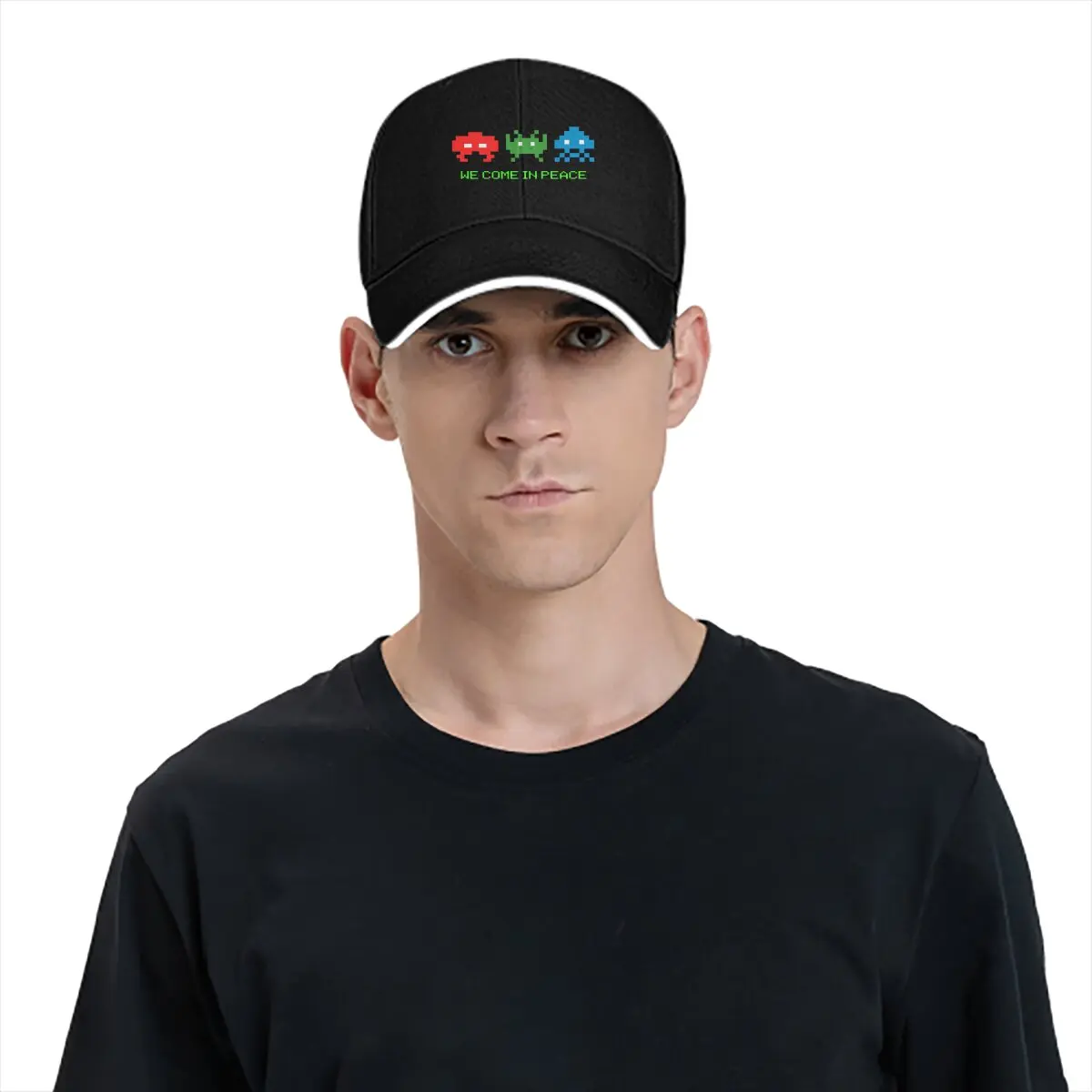 Chapéu Multicolor Unisex, Casual Visor Proteção Chapéus, Sun Cap, Nós Viemos Em Paz-Cor