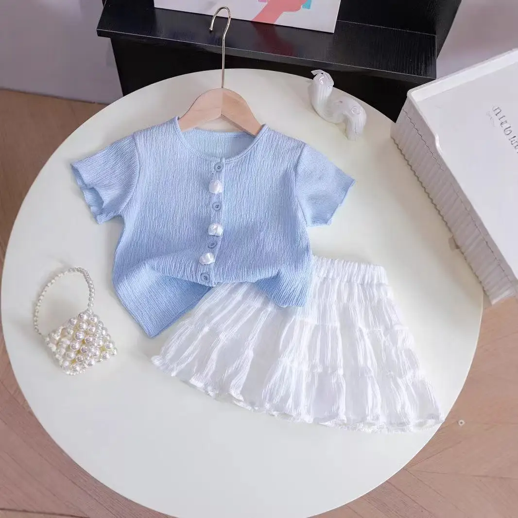 

Baby Girl Set Summer 2026 New Style Children's Stylish Short Sleeved Top+fashionable Skirt Two-piece Set
