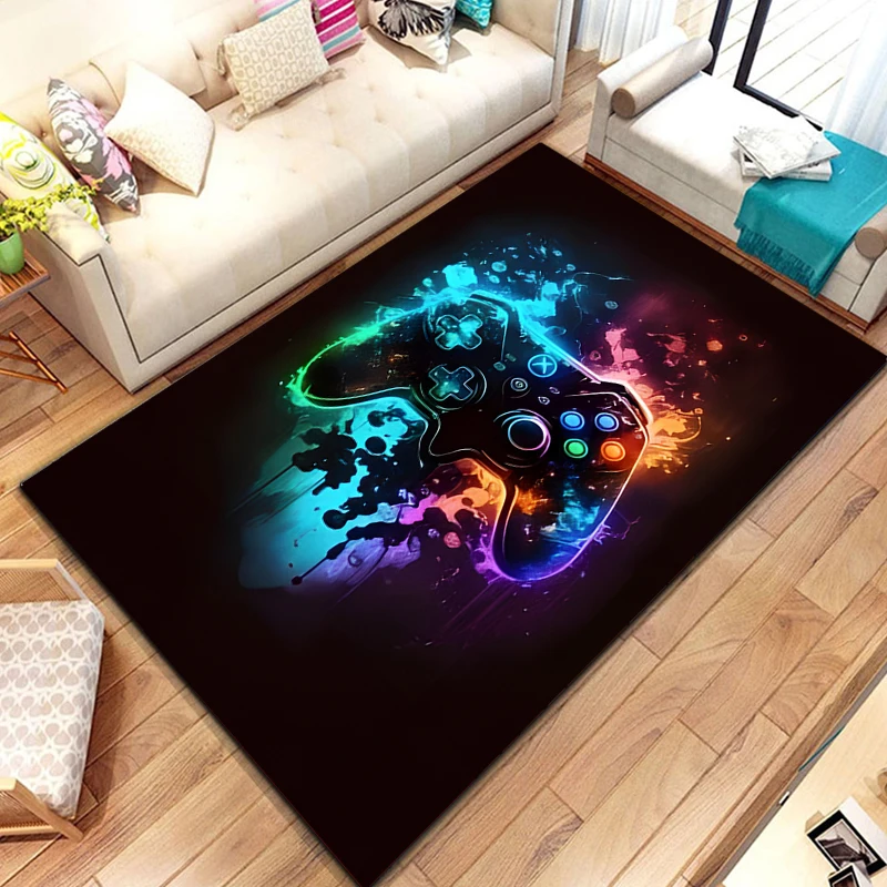 3D 80s Gamer Controller Area Rug Large,Carpet Rug for Living Room Bedroom Kitchen Decoration,Kid Play Game Non-slip Floor Mat