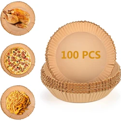 Air Fryer Liners 7.87 Inch, 100 Pcs Disposabl Food Grade Baking Paper, Oil Resistant, Waterproof