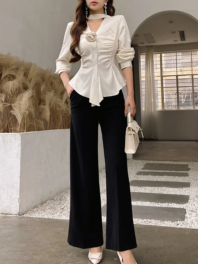 DABUWAWA Tienda Vestidos Elegantes Para Mujeres Draped Pants Empire Legging Women American Retro Sashes Trousers Y2K DA1ALP004