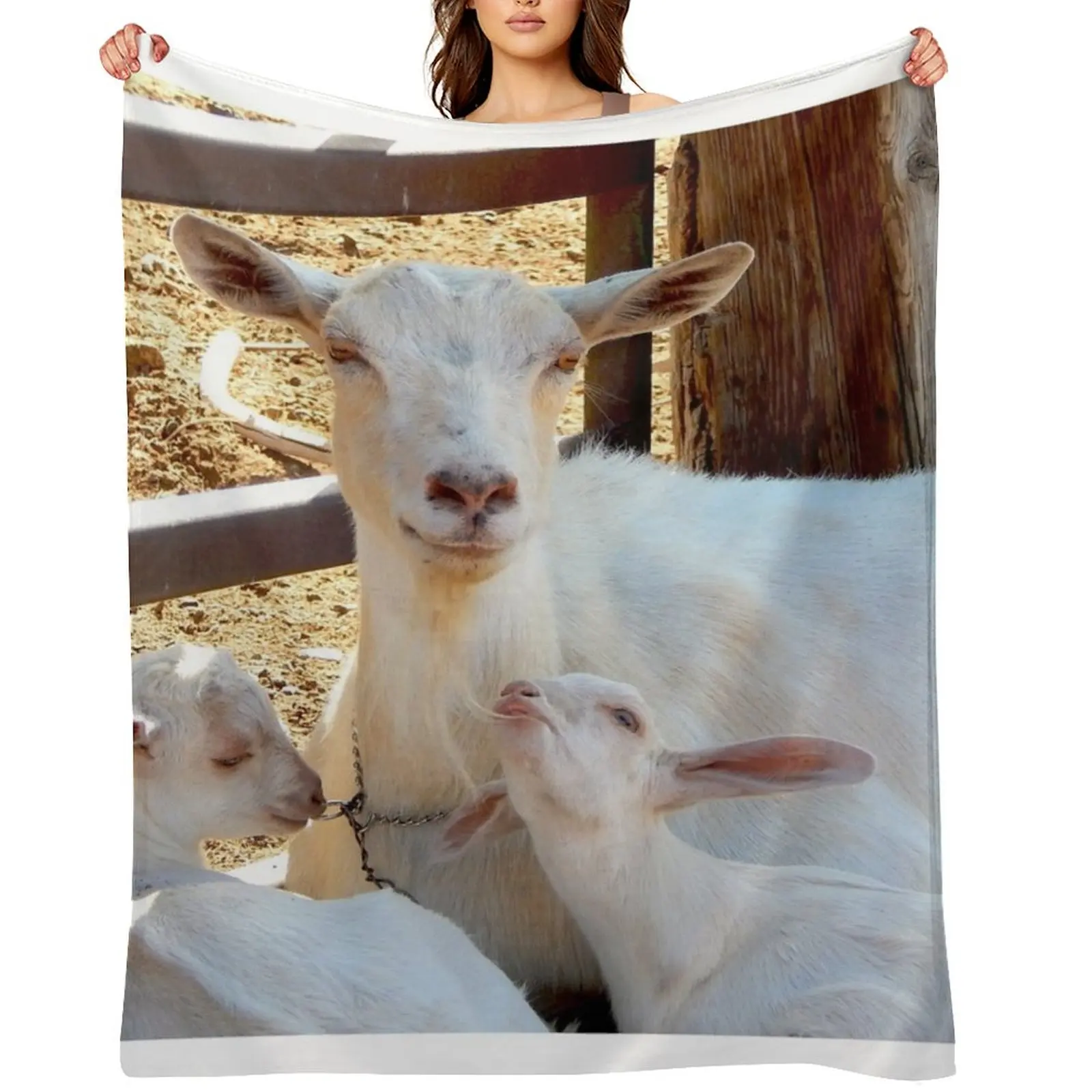

mamma and baby goats Throw Blanket Bed linens Furry Soft Beds Flannel Blankets