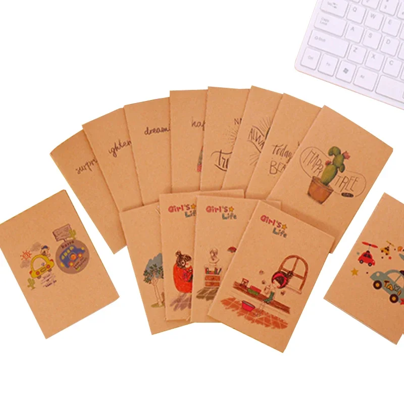 

4pcs/lot kawaii Kraft paper retro 64K Mini Diary Blank inner Notebook Stationery student learning stationery book