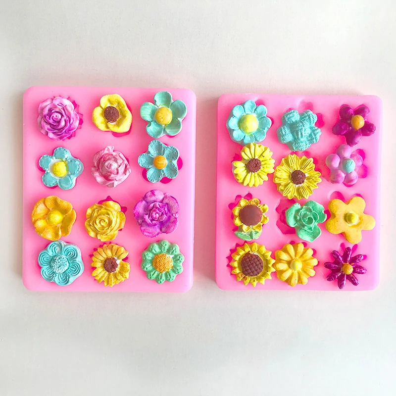 3D Multi-flowers Shape Silicone Mold DIY Sugarcraft Chocolate Fondant Cake Decorating Birthday Wedding Party Baking Mould