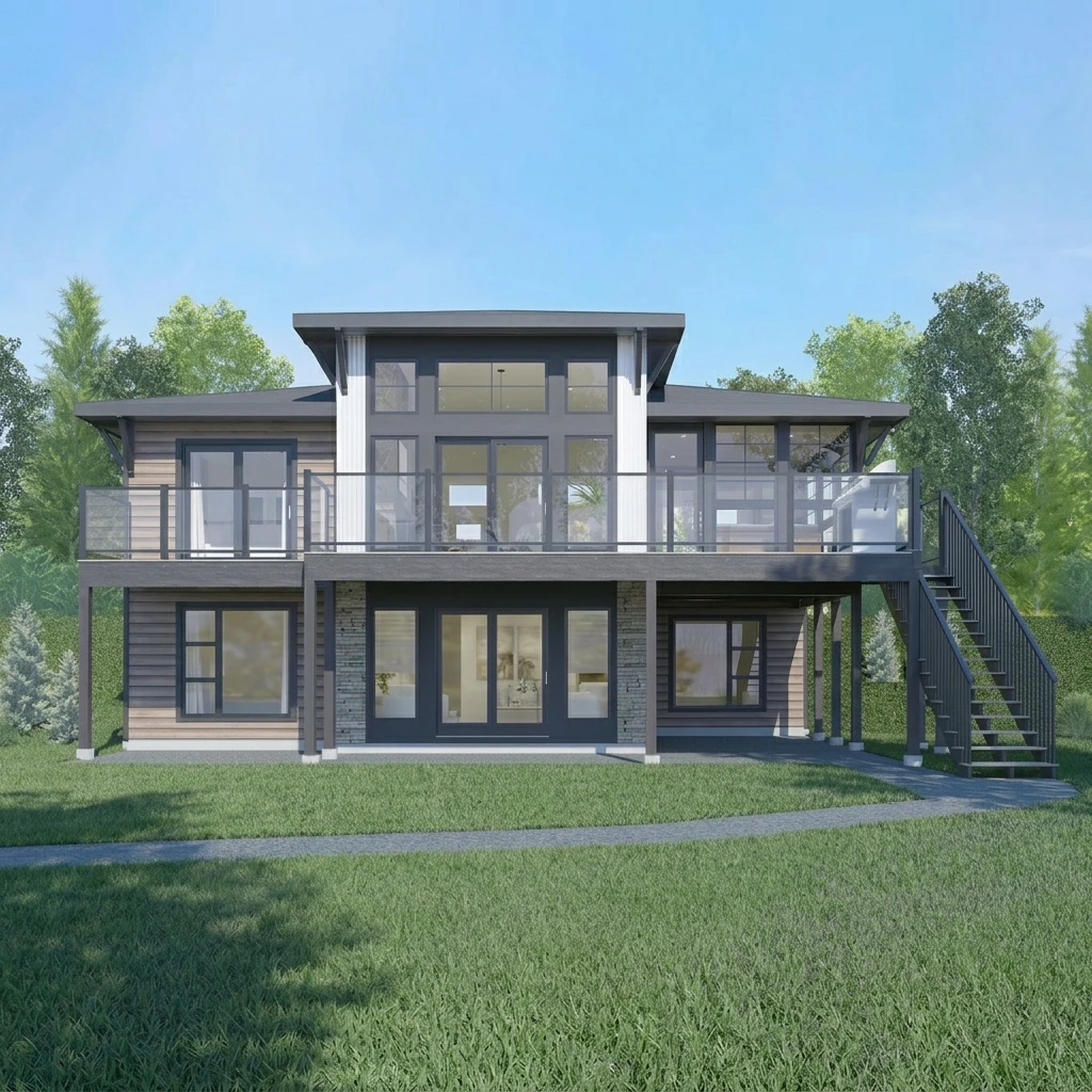 Insulated Two Storey Modular Prefab Home Light Steel Luxury Villa Elevated Balcony for Private Residence Building