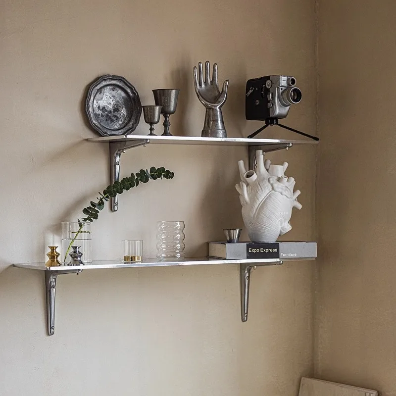 Industrial Metal Floating Shelf Multi-functional Storage Rack for Living Room Modern Aluminum Bookshelf and Display Organizer