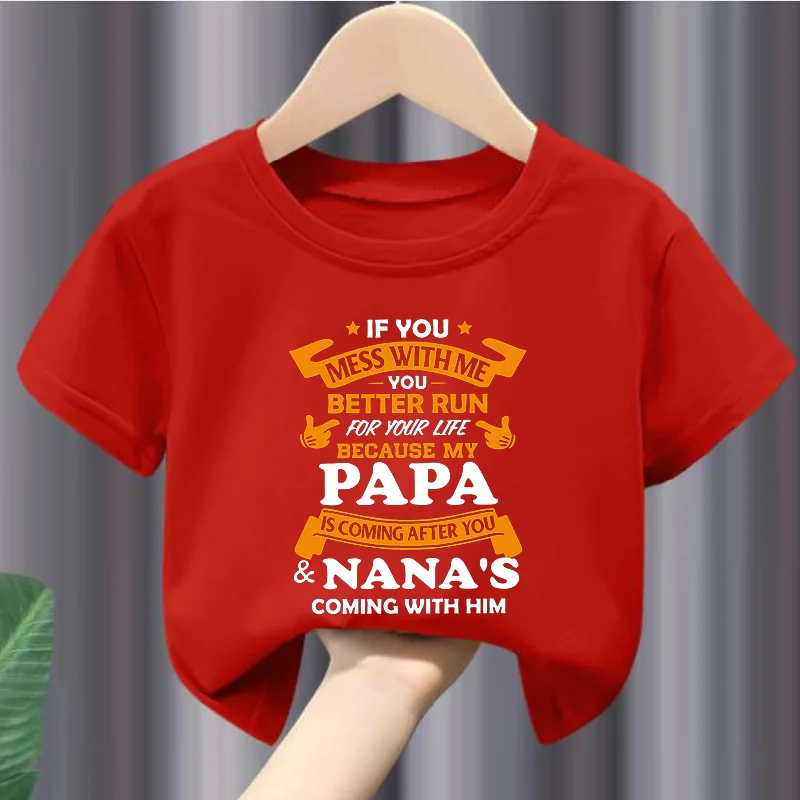 

Kids Summer Casual Tees My Papa Is Coming Print Short Sleeve Crew Neck Comfy T-shirt Boys Outdoor Sports Clothing
