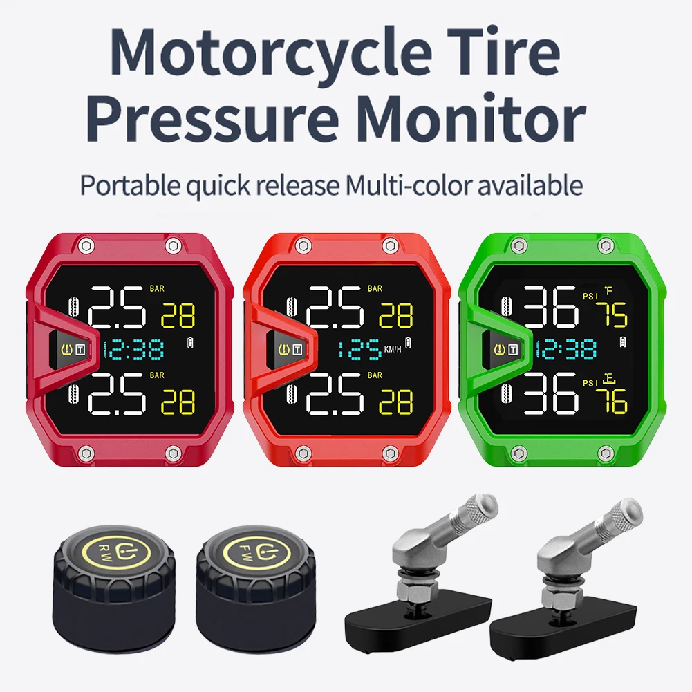Motorcycle Tire Pressure Sensors Moto TMPS USB Port Tire Pressure Detector Waterproof Real-Time Tire Pressure Monitor Accessorie