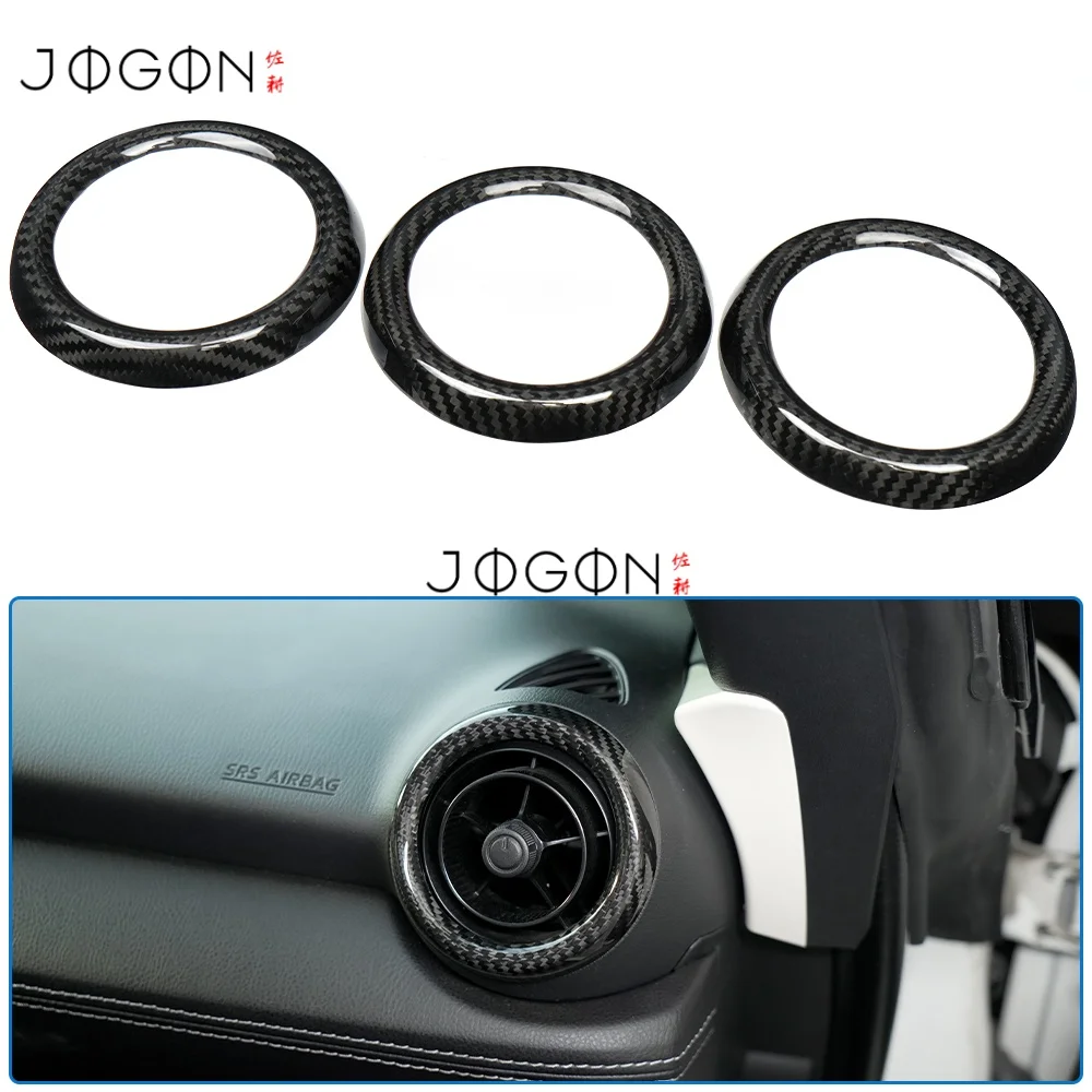 

For Fiat 124 Abarth 124 2016-2025 3Pcs DRY Carbon Fiber Car Interior Center Air Conditioning Vent Ring Cover Trim Accessories