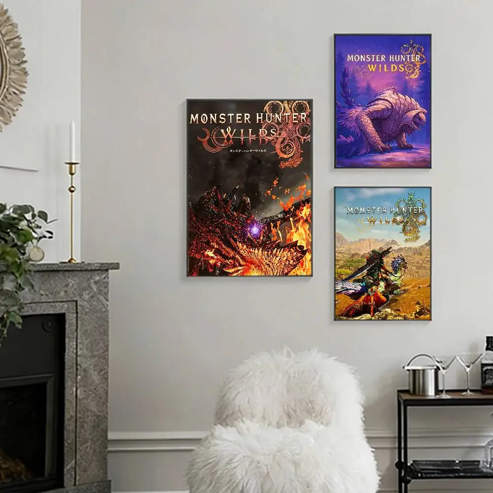 Game M-Monster Hunter Poster High Quality Dorm Living Room Aesthetic Wall Decoration Painting Stickers