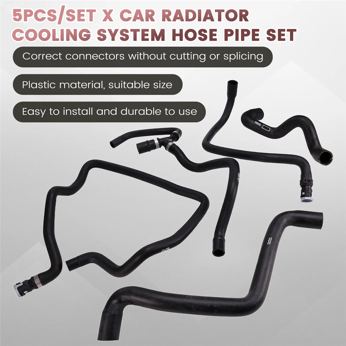 

#396N 5Pcs/Set Car Radiator Cooling System Hose 1754838 7M51-8274-JC (Black)