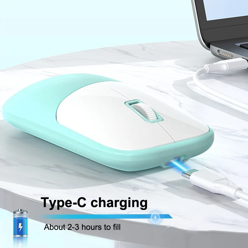 Беспроводная мышь Bluetooth 2,4 ГГц, два режима, перезаряжаемая эргономичная бесшумная мышь для ноутбука, планшета, компьютера, аккумуляторная мышь