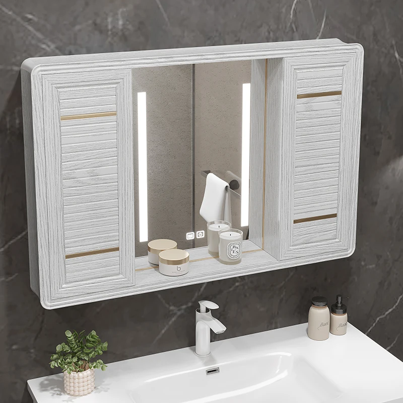 Hidden wall-mounted mirror cabinet, separate storage box, space aluminum mirror box, bathroom cabinet combination, bathroom