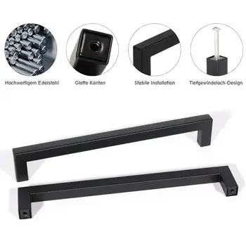 6個方形家具五金櫥櫃把手不銹鋼門把手櫥櫃抽屜把手64mm 128mm 160mm 224mm 256mm 10 最佳銷售 金屬把手 - №2