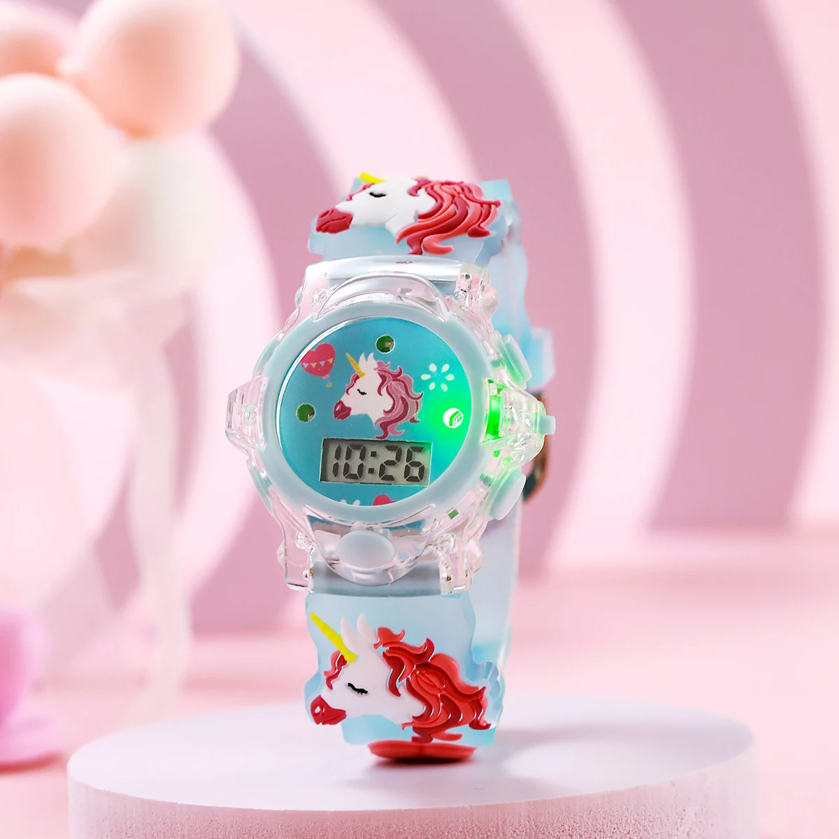 

Модные часы с силиконовым ремешком и рисунком единорога, электронные наручные часы с подсветкой, подходят для подарков на Рождество и Хэллоуин