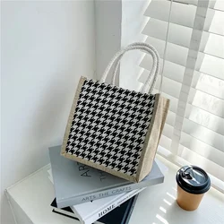 Bolsa de lona portátil con cremallera para mujer, bolsa de celosía Simple, impermeable, para comida, Picnic, viaje, práctica