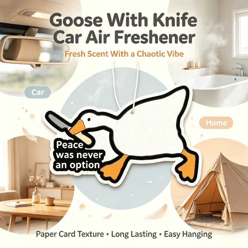 Car Air Freshener Funny Goose With Knife Meme Hanging Scent Card for Car Interior Rearview Mirror Ornament Gift