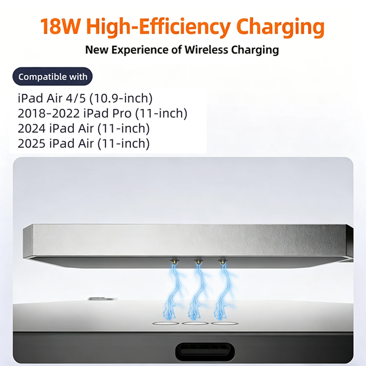 18W USB-C Magnetic Fast Charging Cable, 200cm USB-C Adapter Cable, Compatible with iPad Air 4/5 (10.9inch), Air 6 (11inch)