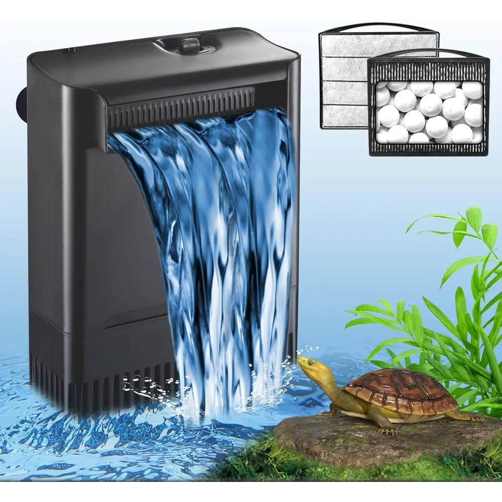 

Internal Filter Power Adjustable 20-75 Gal. 290GPH 3-Stage Waterfall Bio-filtration Low Water Level Freshwater Saltwater Fish Ta