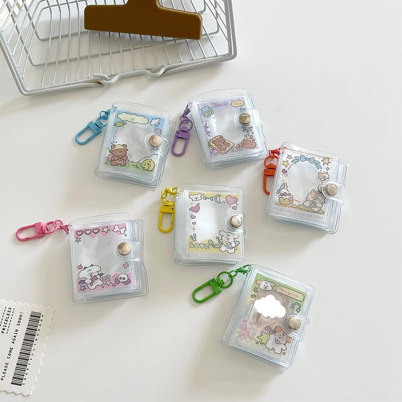 1PC Jewelry Photos Holder Pockets Portable Key Chain 2 Inch Mini Photo Albums For Photos Cards Small Album Book Card Holder