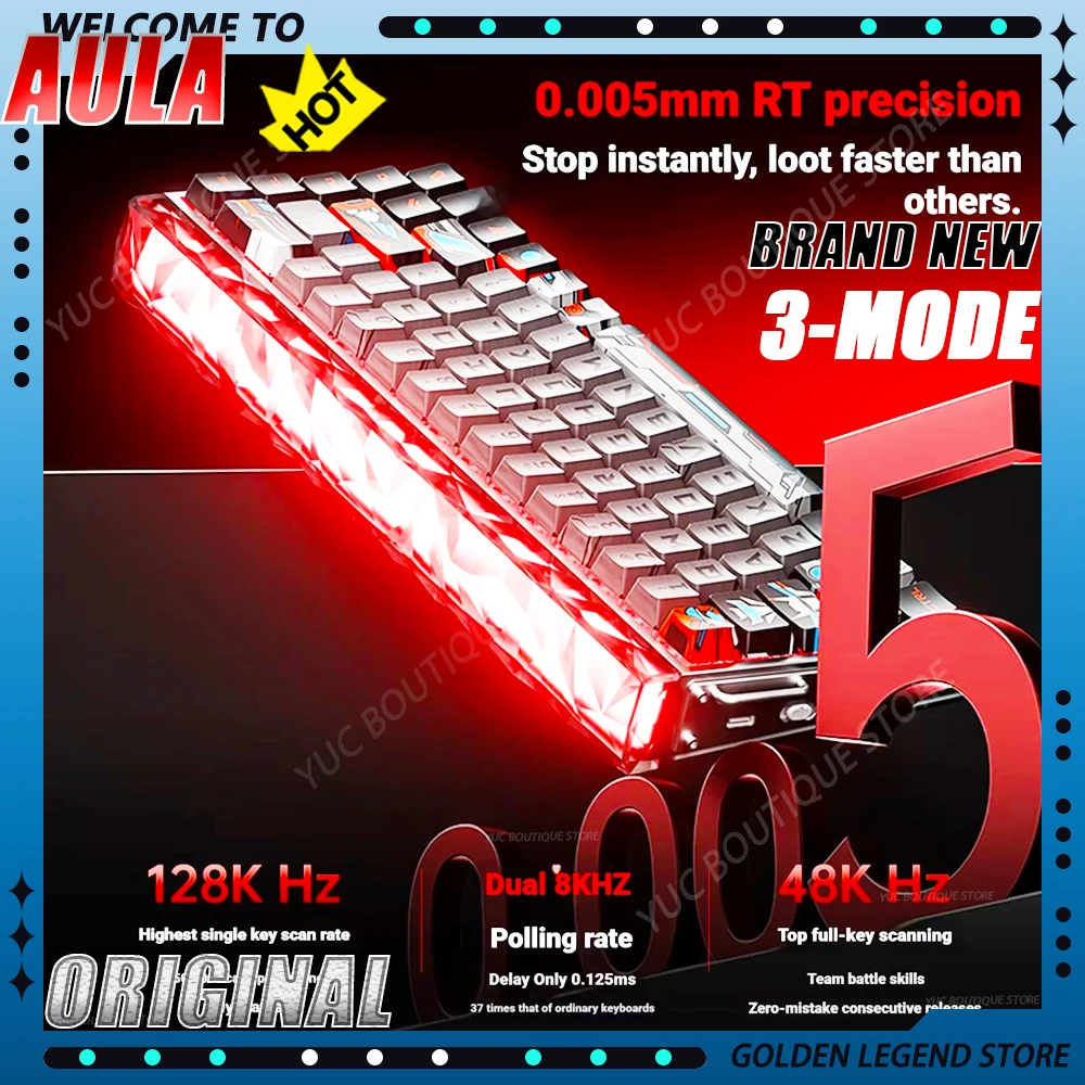 

Новая игровая механическая клавиатура AULA HERO68 Air с 3 режимами и магнитными переключателями, кастомизируемая проводная клавиатура для киберспорта, эргономичные аксессуары